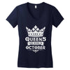 Queens Are Born In October Women's V-Neck T-Shirt