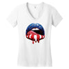 lips  independence day flag america patriotic Women's V-Neck T-Shirt