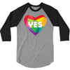 Yes Lgbt Heart 3/4 Sleeve Shirt
