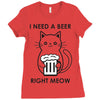 RIGHT MEOW BEER CAT Ladies Fitted T-Shirt