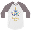 birthday unicorn family series birthday boy 3/4 Sleeve Shirt
