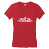 trust me, i'm russian   russia person country culture text pride tee Women's V-Neck T-Shirt