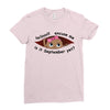 September Peeking Out Baby Girl Ladies Fitted T-Shirt