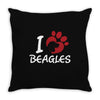 I love Beagles Throw Pillow