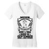 Never Underestimate Dog Rescuer Who Was Born September Women's V-Neck T-Shirt