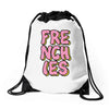 donut frenchies Drawstring Bags