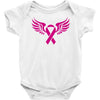 breast cancer ribbon with wing Baby Onesie