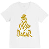 uomo dakar stampa oro moto deserto parigi africa sport V-Neck Tee