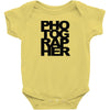 photographer camera photography modern text photos scrapbook geek t sh Baby Onesie