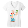 popeye spinach retro mens funny Women's V-Neck T-Shirt