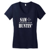 sam huntin' w Women's V-Neck T-Shirt