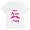 queens are born in february V-Neck Tee