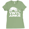 vinyl junkie white logo Ladies Fitted T-Shirt