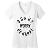 donut worry be happy Women's V-Neck T-Shirt