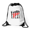 red running hood Drawstring Bags