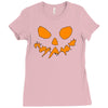 scary pumpkin face halloween Ladies Fitted T-Shirt