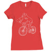 shark riding bicycle bike funny Ladies Fitted T-Shirt
