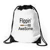 flippin awesome cooking greeting Drawstring Bags