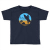 beach surfer silhouette birds sand waves palm Toddler T-shirt