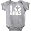 i recycle girls  funny Baby Onesie