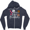 peace love rabbits Zipper Hoodie
