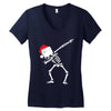 skeleton dabbing christmas Women's V-Neck T-Shirt