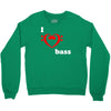 i love heart bass guitar music Crewneck Sweatshirt
