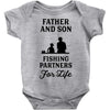 Father and Son Fishing Partners For Life Baby Bodysuit