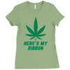 Support Liver Cancer Awareness With A Emerald Cannabis Leaf Ladies Fitted T-Shirt