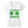 stop starting at my shamrocks Women's V-Neck T-Shirt