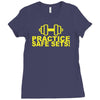 safe sex train gym workout funny gift Ladies Fitted T-Shirt