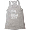 real men shoot raw Racerback Tank