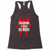 train to beat all might Racerback Tank