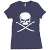 biker pirate skull bones swords Ladies Fitted T-Shirt