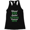 blessed god by spoiled by my husband protected by both Racerback Tank