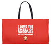 smell of christmas in the morning Weekender Totes