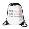mommy daddy harrison baby name Drawstring Bags
