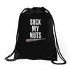 suck my nuts Drawstring Bags