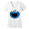 Cookie Monster Face Women's V-Neck T-Shirt