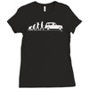 evolution of man classic car Ladies Fitted T-Shirt