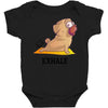 yoga pug exhale Baby Bodysuit