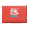 survived the delivery room it's a boy funny Accessory Pouches