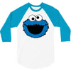 Cookie Monster Face 3/4 Sleeve Shirt