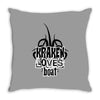 Kraken Loves Boat Throw Pillow