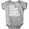 eat sleep game repeat Baby Bodysuit