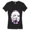 michael myers floral mask Women's V-Neck T-Shirt