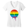 rainbow colored stripes dot running splashes Women's V-Neck T-Shirt