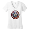 cotton captain america shield distressed, ideal gift or present Women's V-Neck T-Shirt