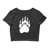 large bear paw print crew neck long sleeve Crop Top