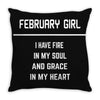 February Girl Throw Pillow